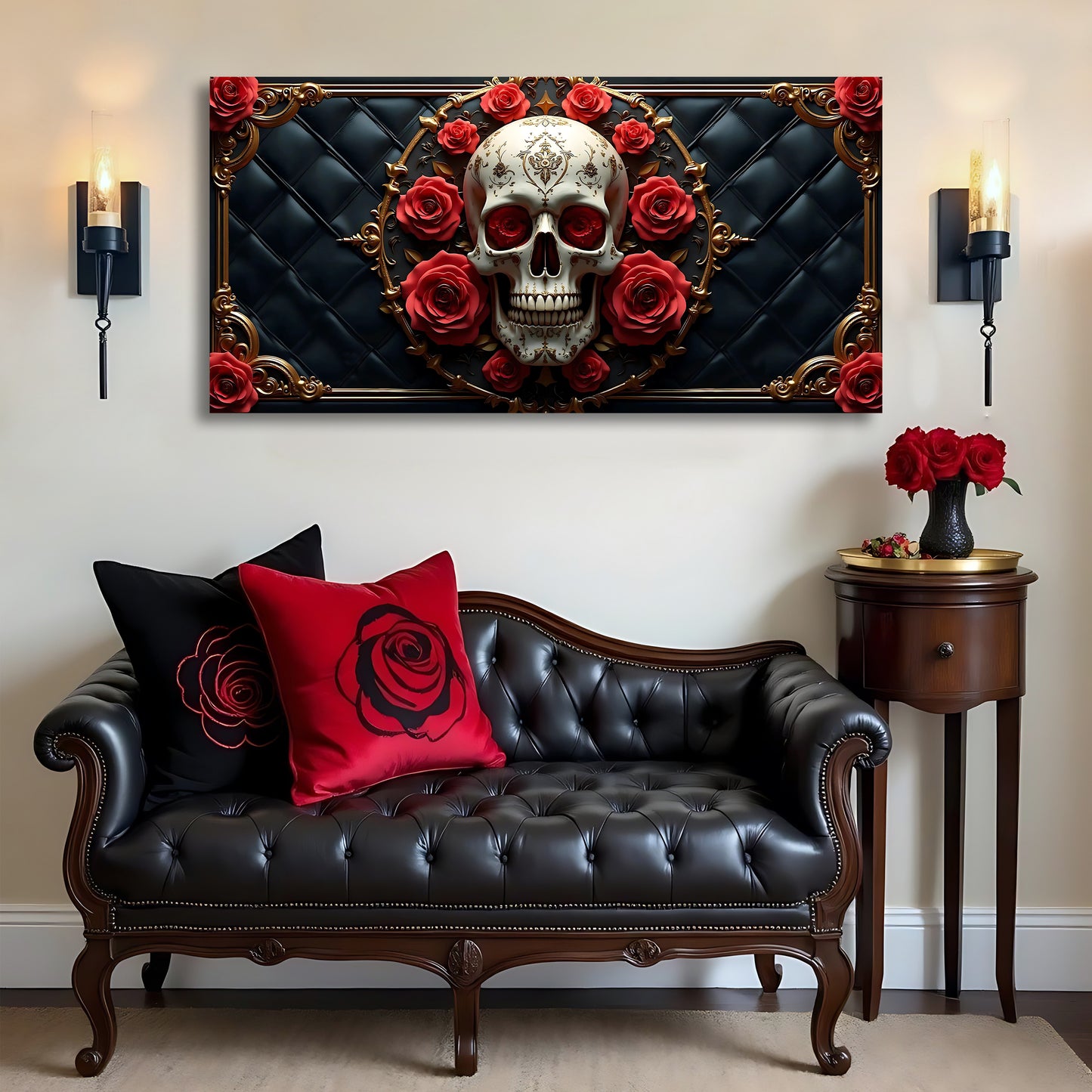 3D Rose and Skull Wall Art VII