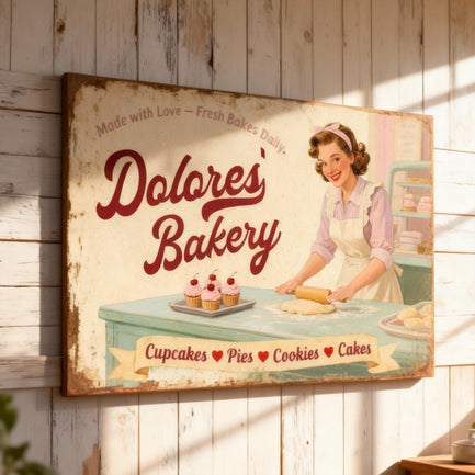 Vintage Mom's Bakery Farmhouse Wall Sign