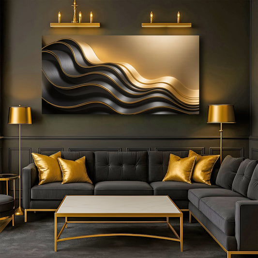 Black and Gold Minimalist Abstract Wall Art IV