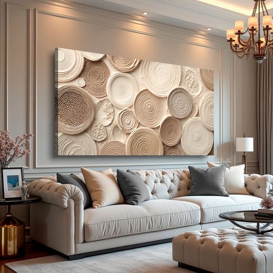 Beige Mirage Rings Abstract Wall Art