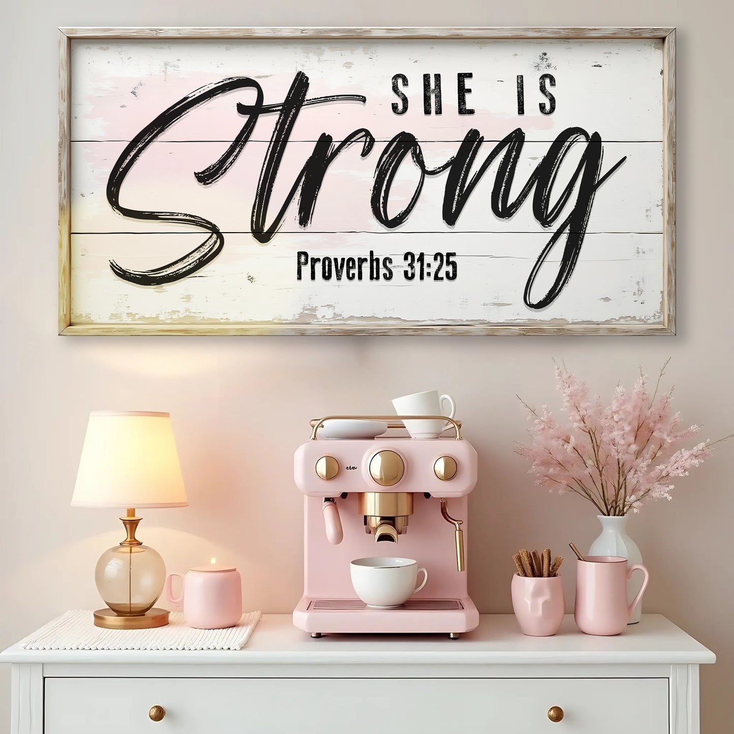 She Is Strong Psalms 34:8 Faith Sign