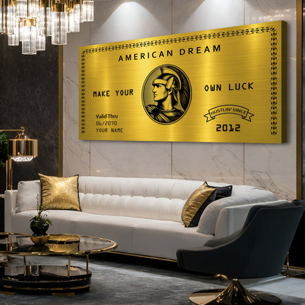 Personalized American Dream “Make Your Own Luck” Wall Sign IV