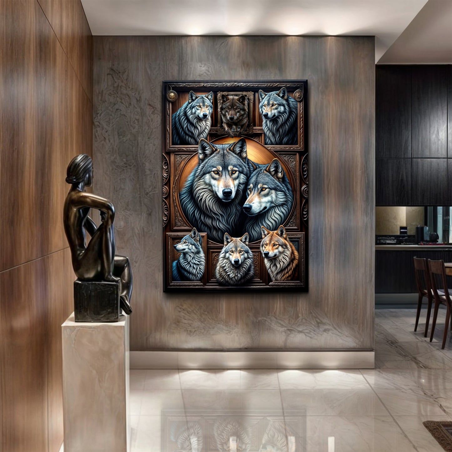 3D Wolf Collage Wall Art III