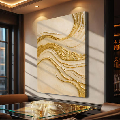 Abstract White and Gold Impasto Wall Art