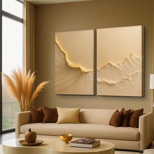 Neutral Ocean Waves Duo Wall Art