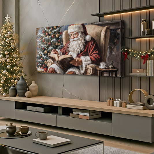 Vintage Santa Claus Reading Christmas Wall Art