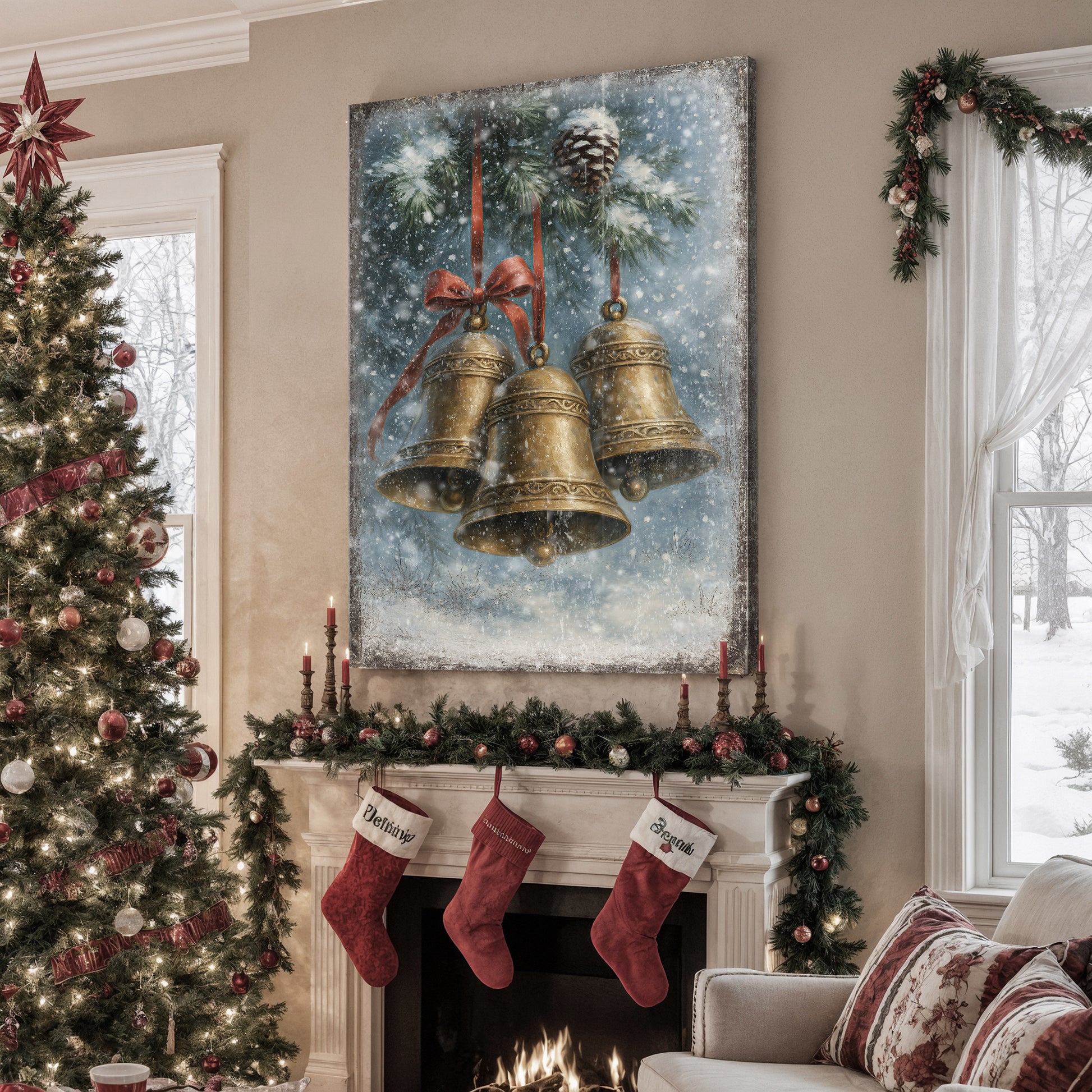 Vintage Christmas Bells Wall Art III