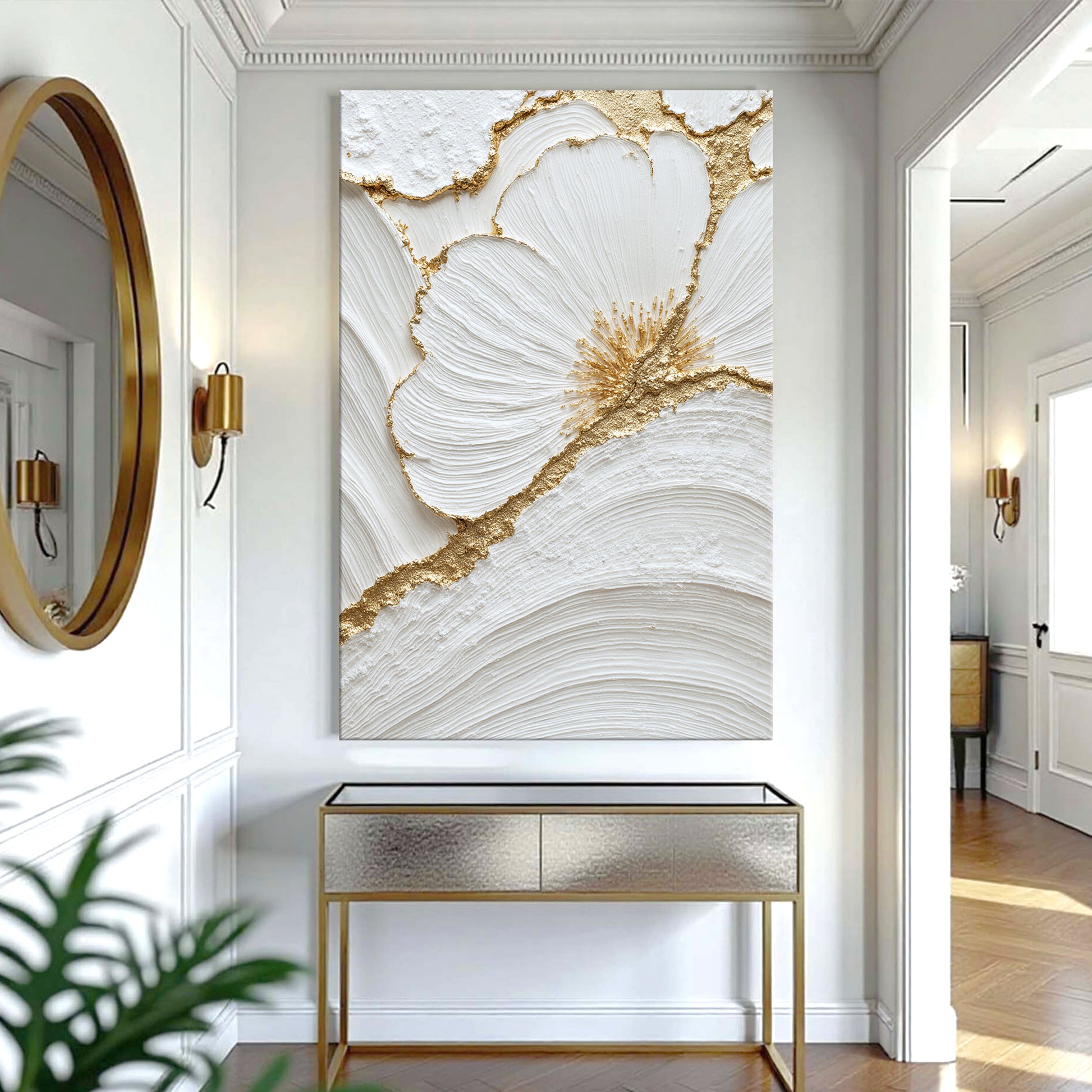 Abstract Golden Floral Patterns Wall Art