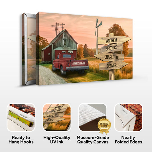 Old Truck Barn Family Names Sign