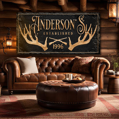 Personalized Family Antler Sign II