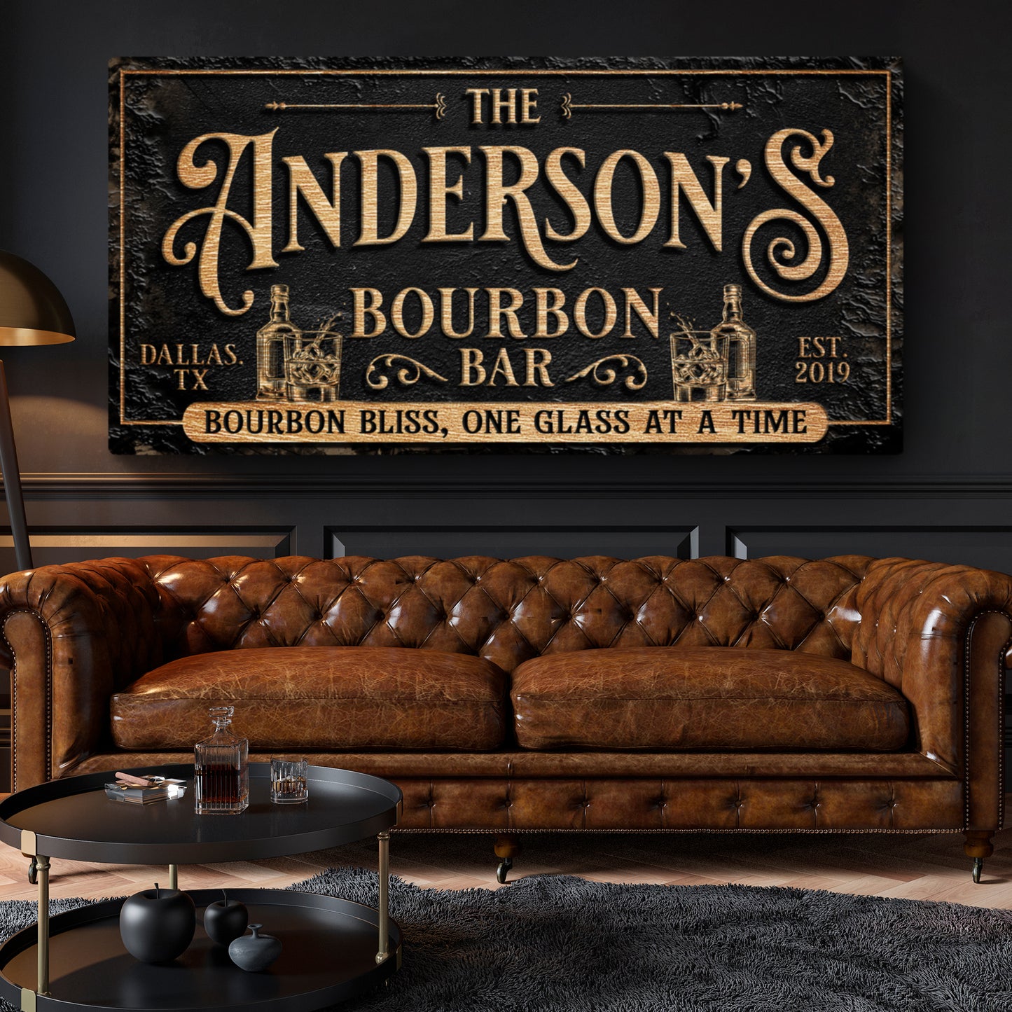 Personalized Bourbon Bar Sign III Style 2 - Image by Tailored Canvases