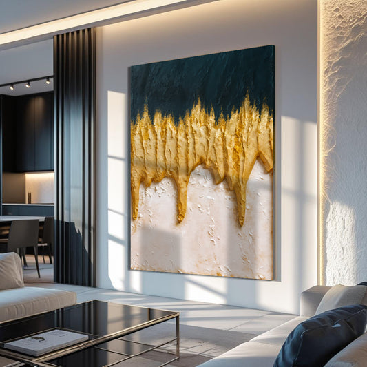 Abstract Blue And Gold Wall Art