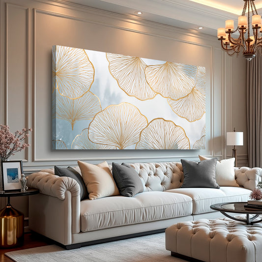 Gold Ginkgo Leaf Silhoutte Wall Art