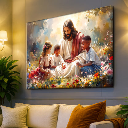 Jesus With Children Faith Wall Art VII