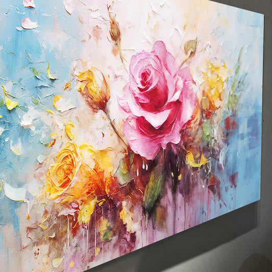 Rose Flower Impasto Wall Art