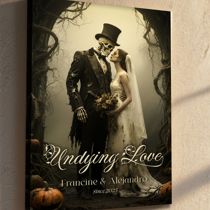Halloween Skeleton Bride and Groom Wall Sign