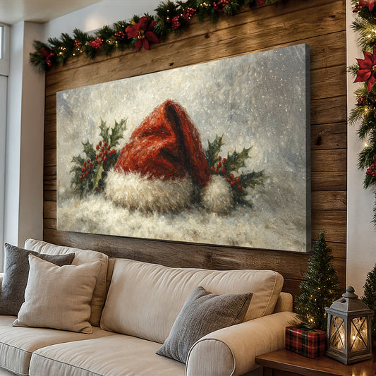 Vintage Santa Hat Christmas Wall Art