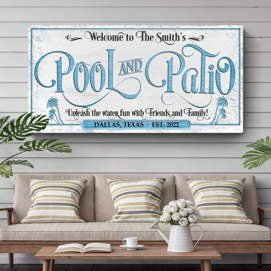 Personalized Pool & Patio Sign   - Image by Tailored Canvases