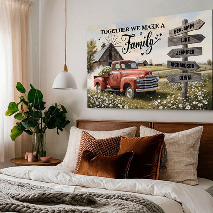 Personalized Family Farmhouse Old Truck Wall Art