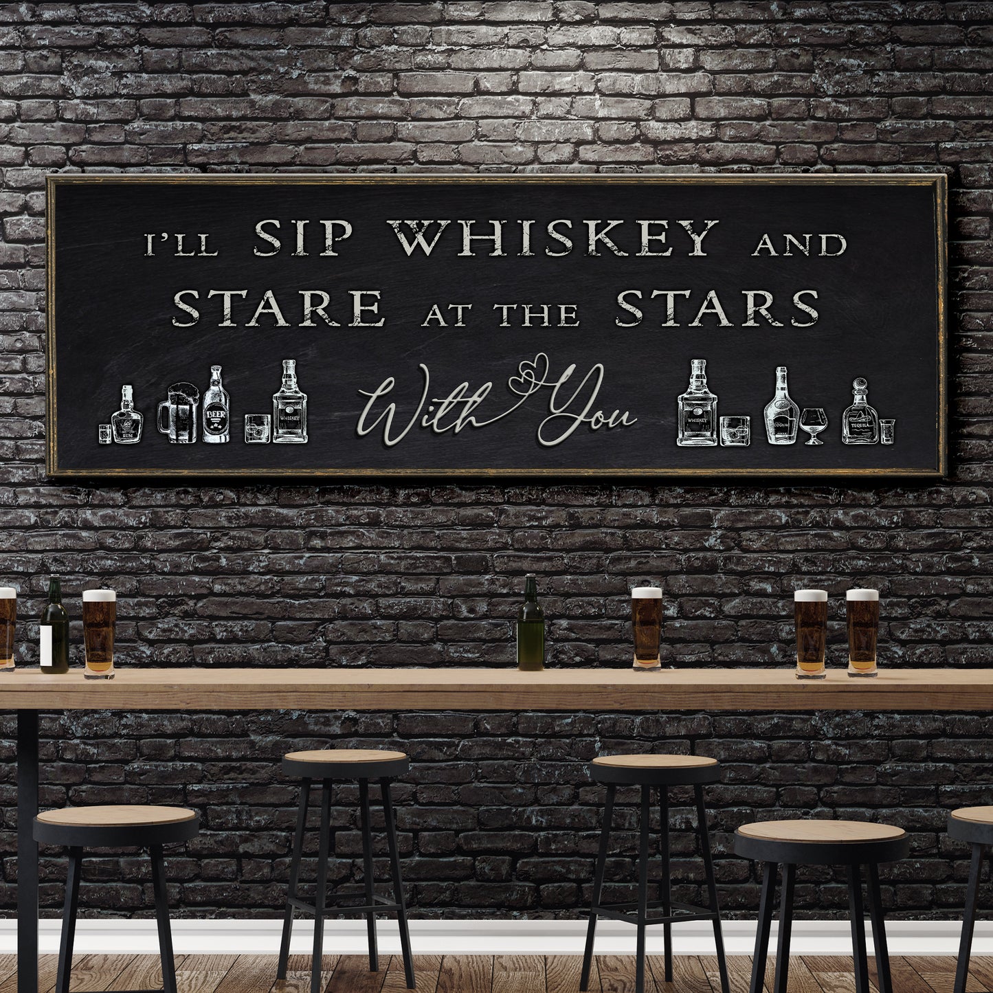 Sip Whiskey With You Bar Sign II