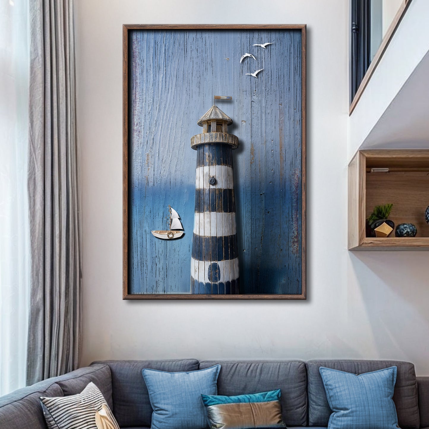 Wooden Lighthouse Coastal Wall Art III