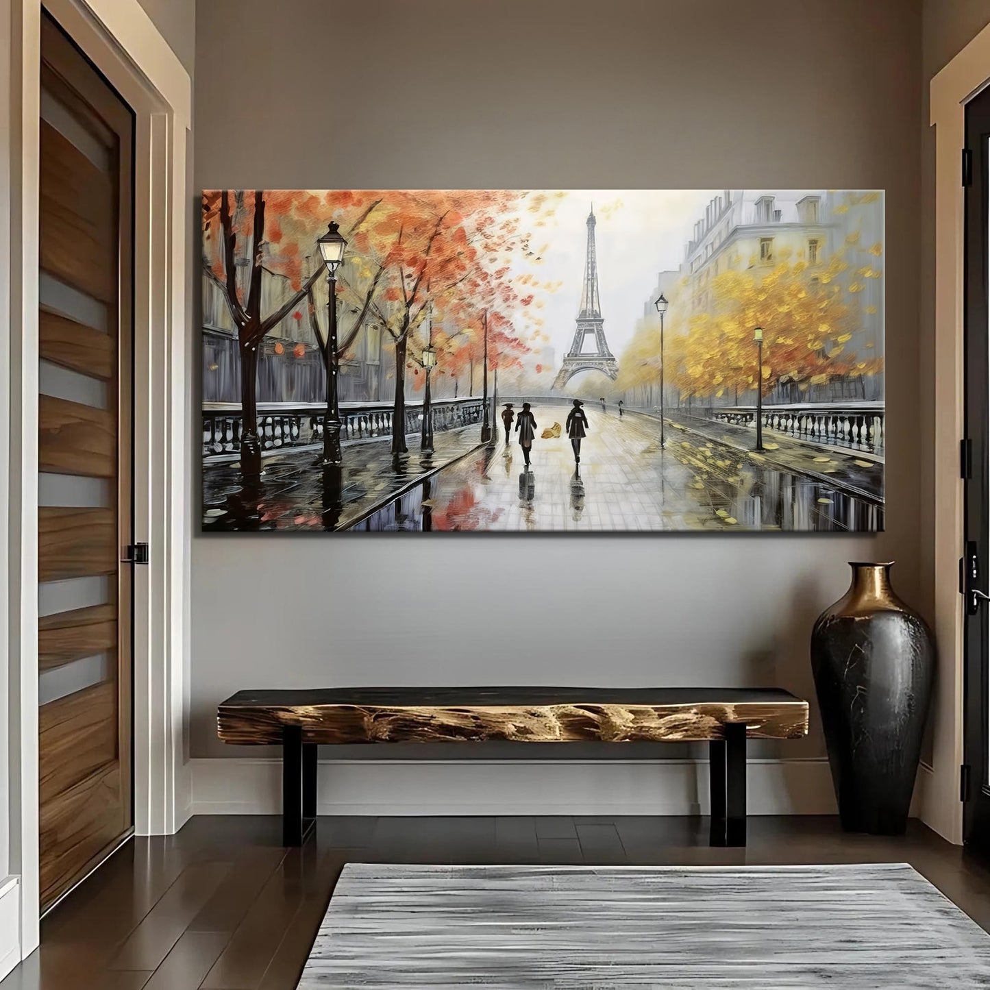 Parisian Rain Cityscape Impasto Wall Art