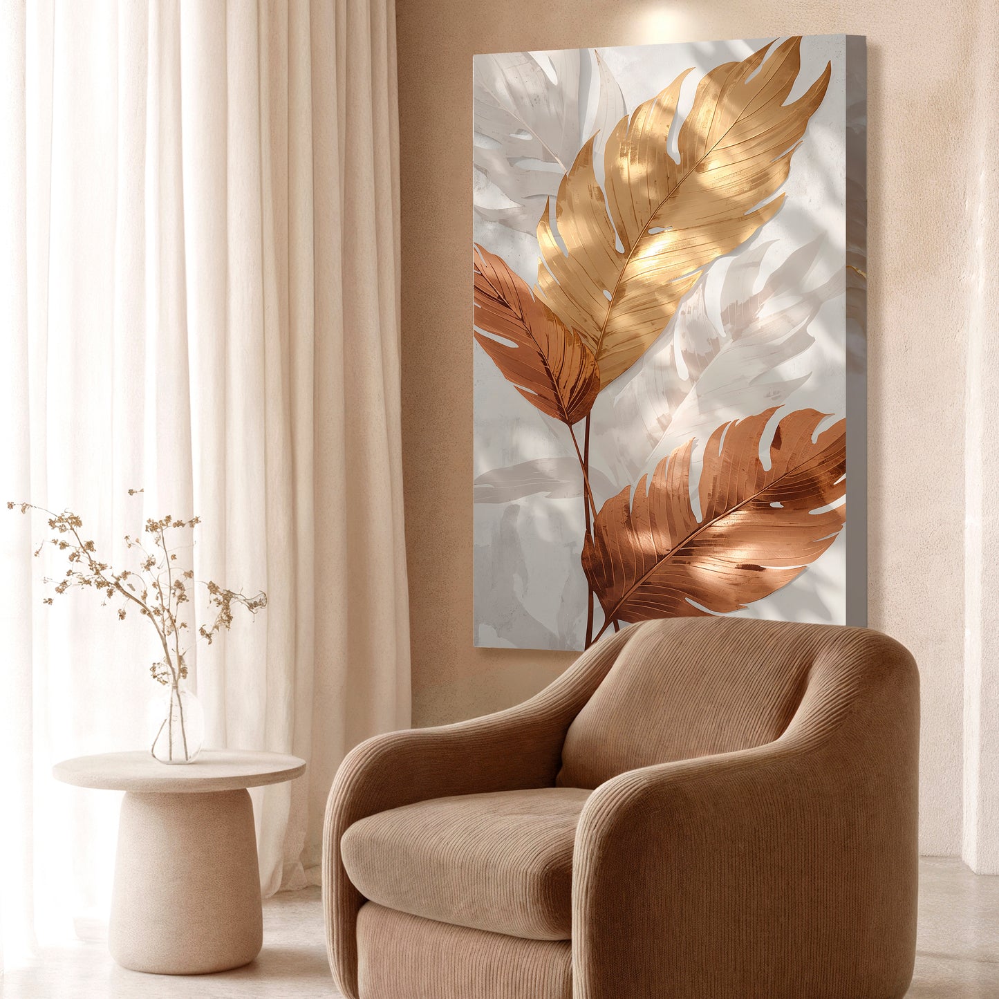 Golden Leaf Abstract Wall Art