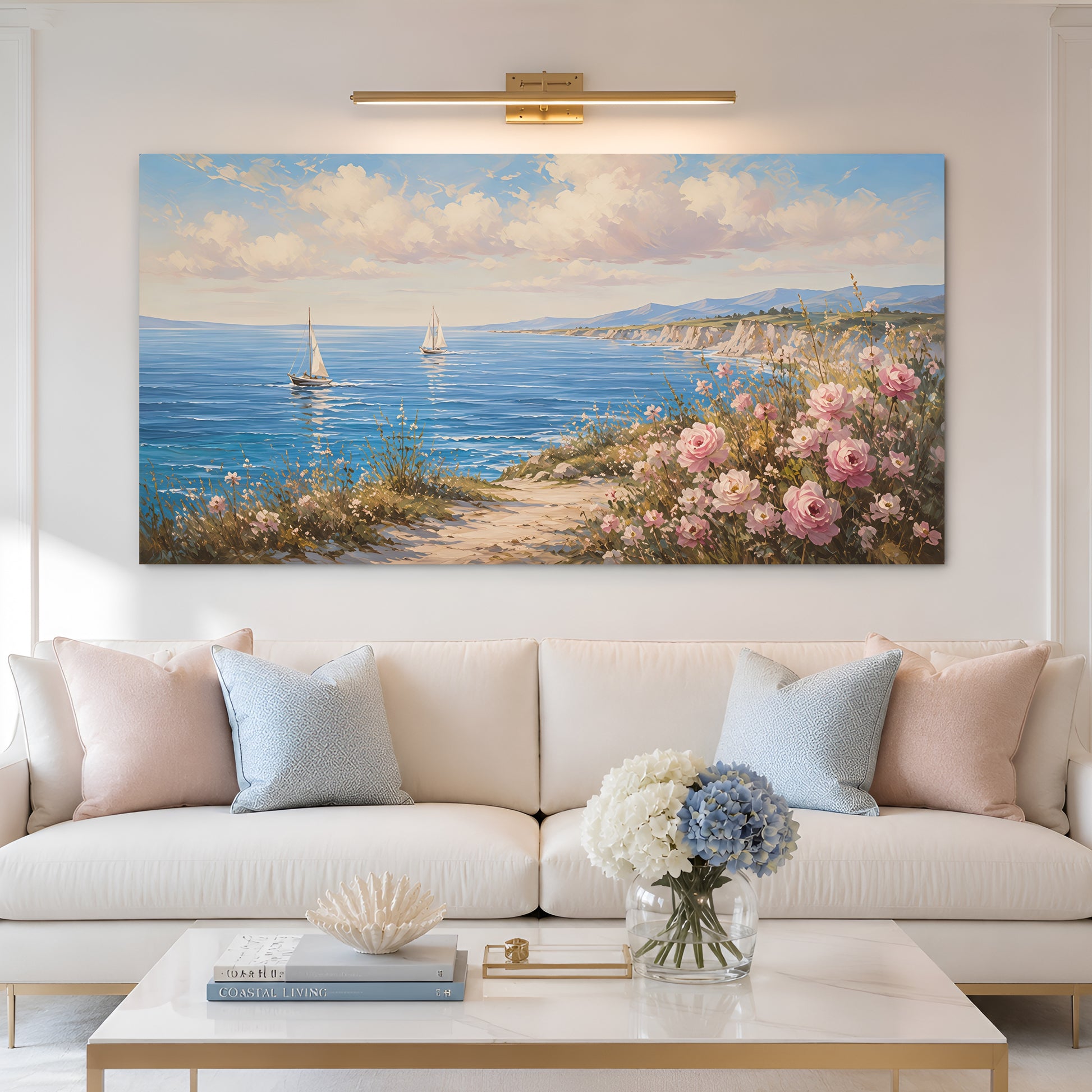 Blush Coast Sail Escape Wall Art