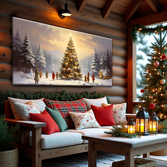 Starry Tree Gathering Christmas Wall Art