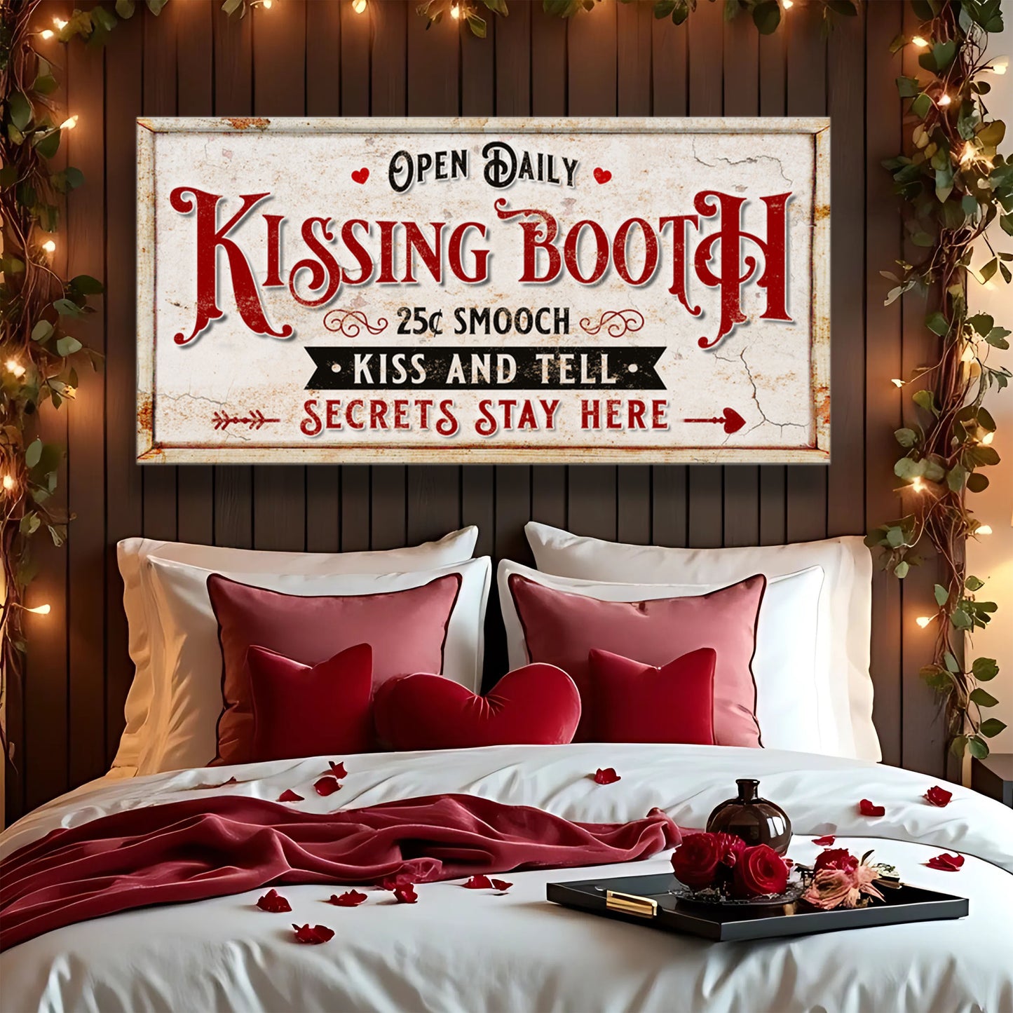 Vintage Rustic Kissing Booth Sign IV