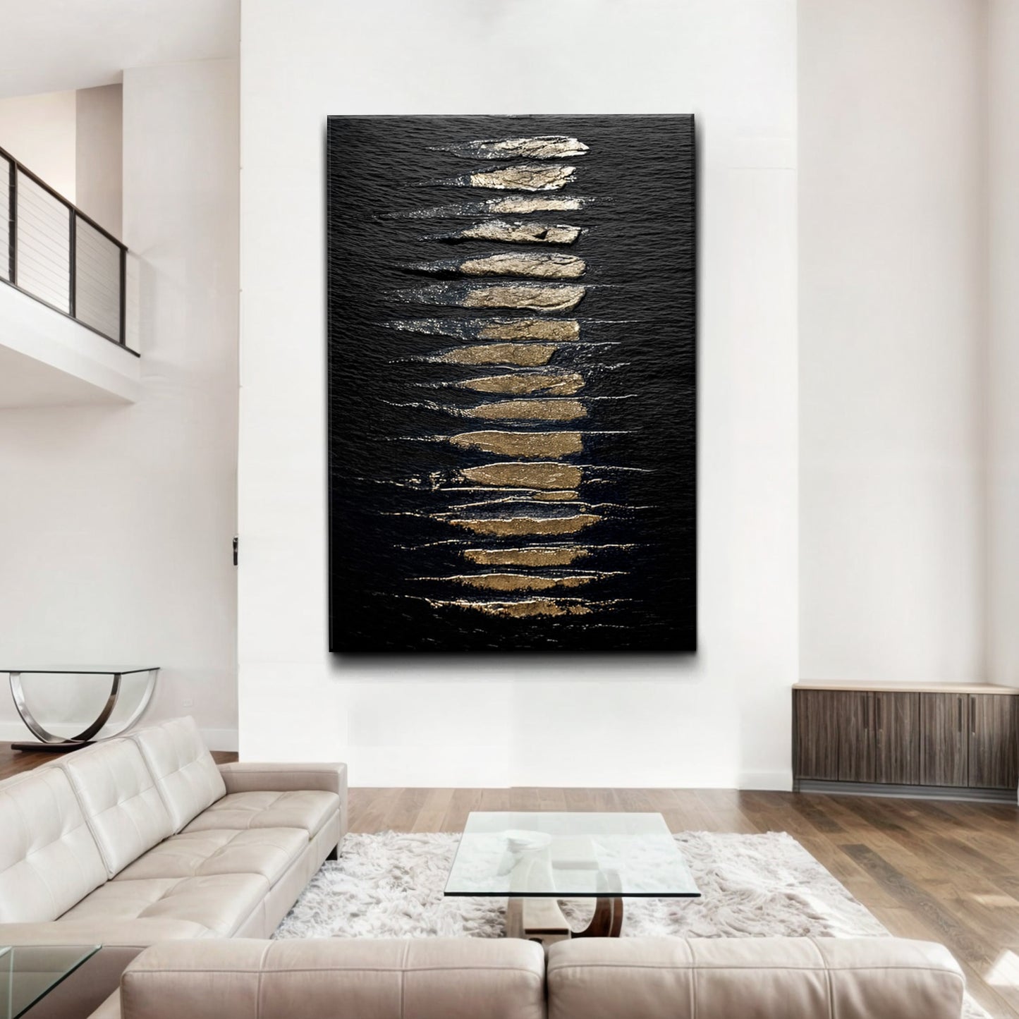 Black And Gold Abstract Minimalist Wall Art