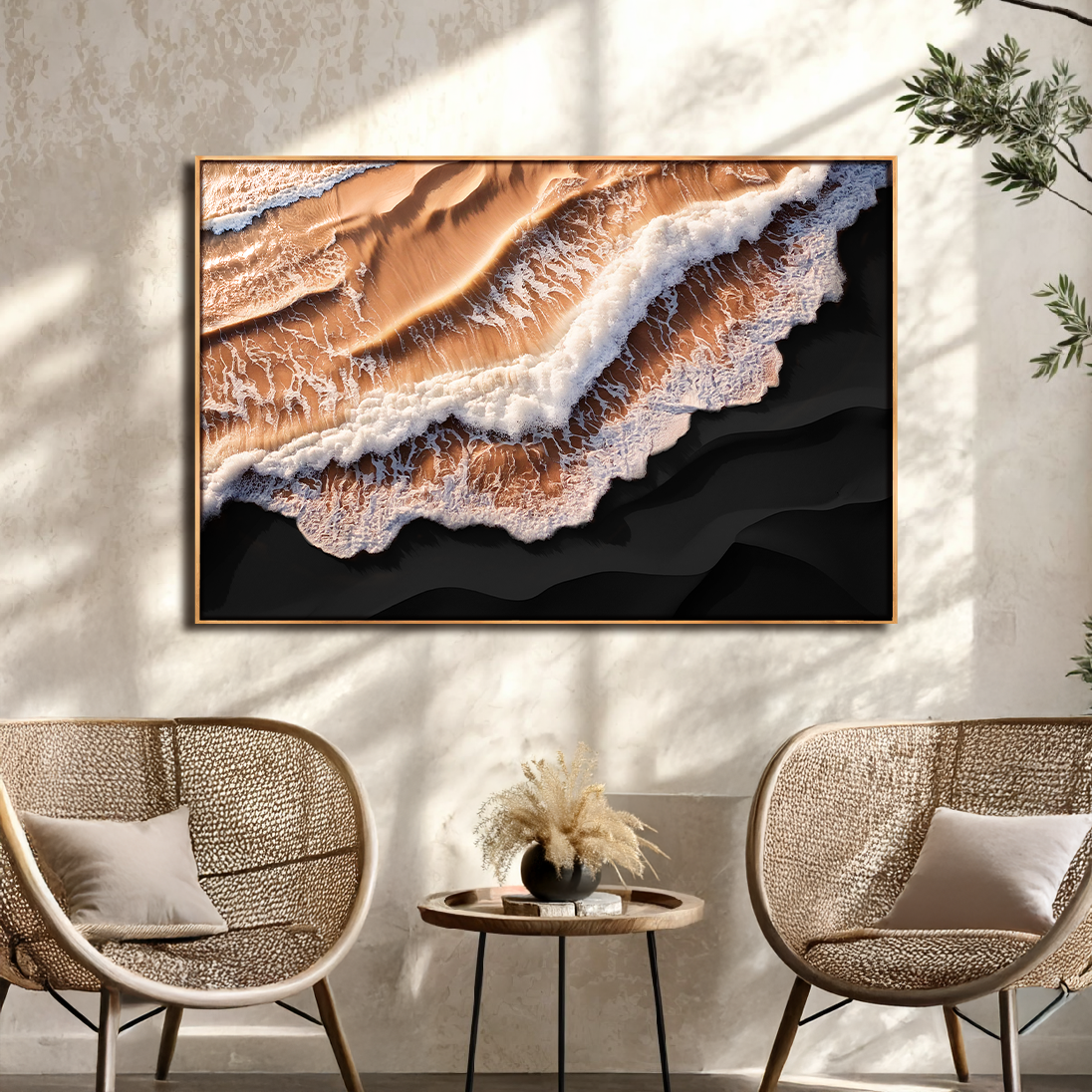 Amber Ocean Waves Wall Art