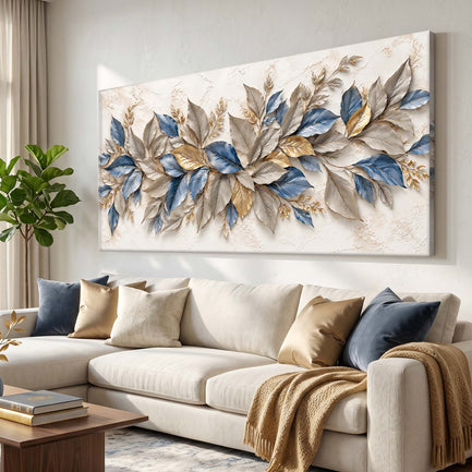 Blue & Gold Botanical Leaves