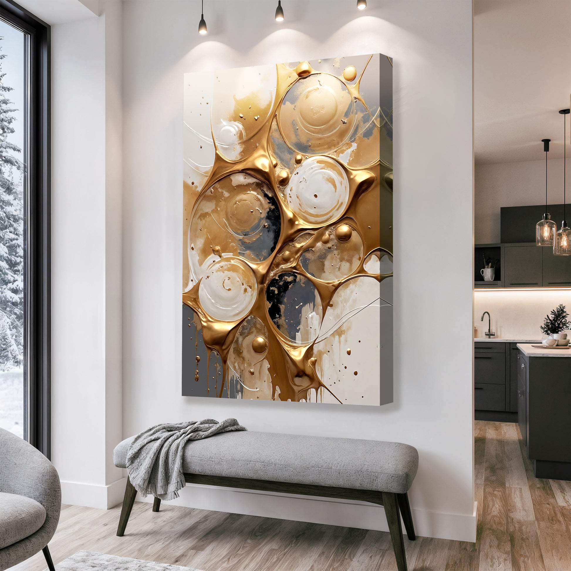 Black And Gold Abstract Splashes Wall Art