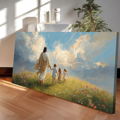 Heavenly Stroll Children and Christ Faith Wall Art