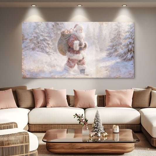 Vintage Santa in the Snow Wall Art