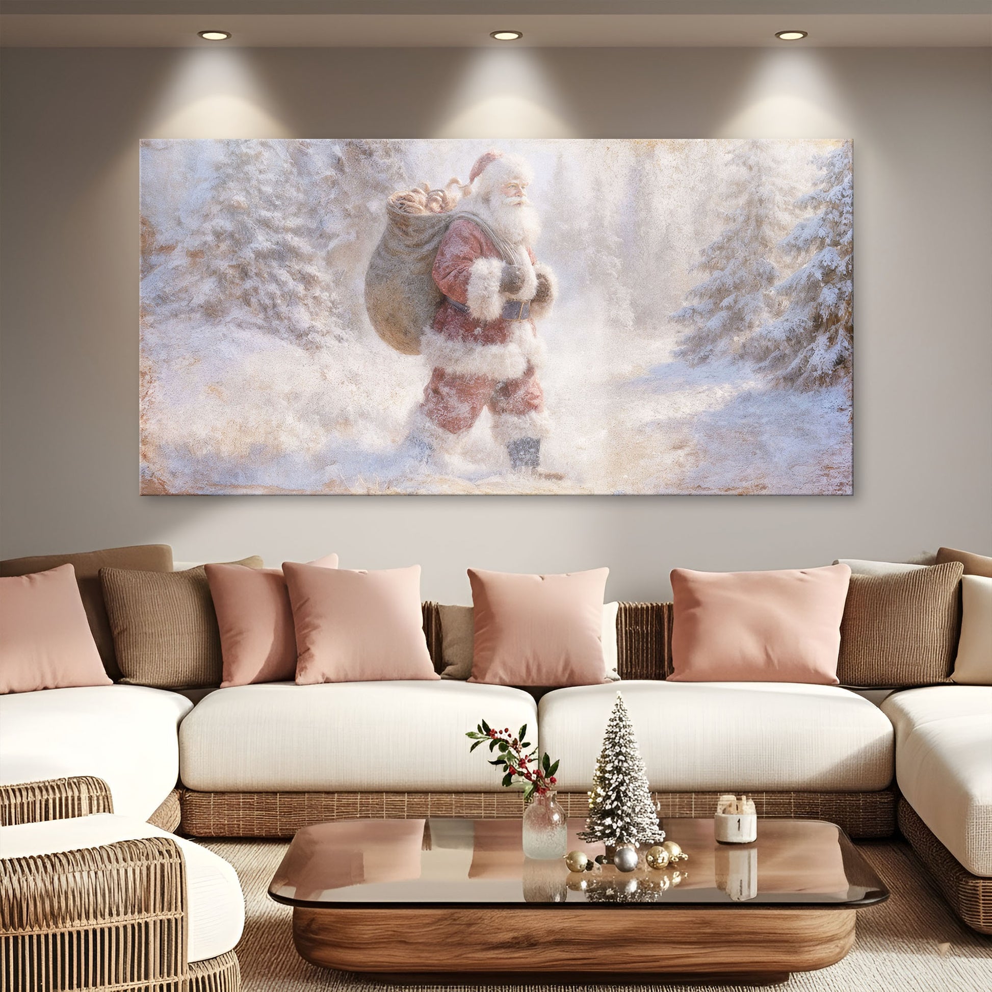 Vintage Santa in the Snow Wall Art