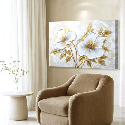 Golden Blossom Abstract Wall Art