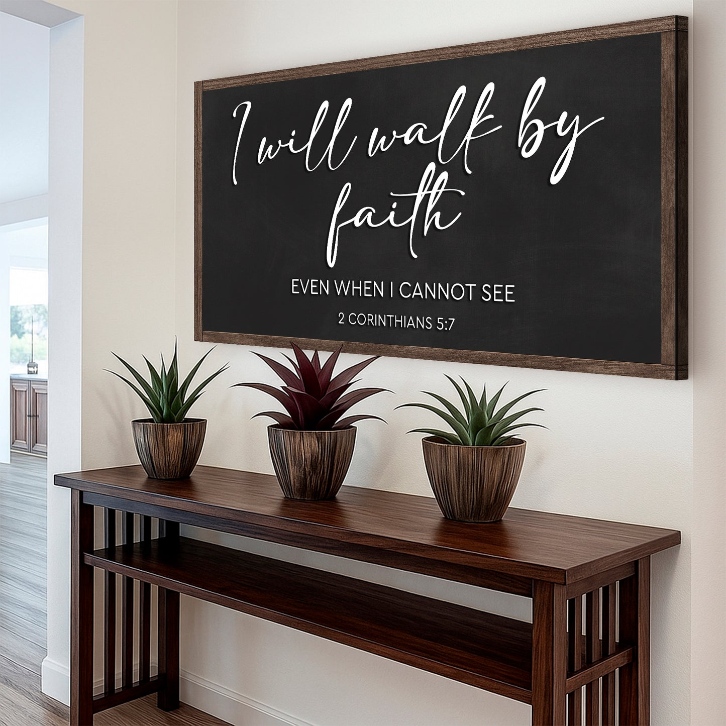 2 Corinthians 5:7 - For We Walk By Faith Rusic Wood Faith Sign