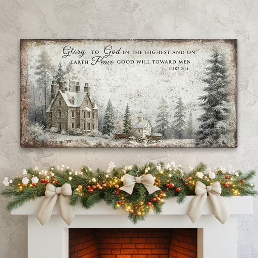 Luke 2:14 Vintage Christmas Wall Sign
