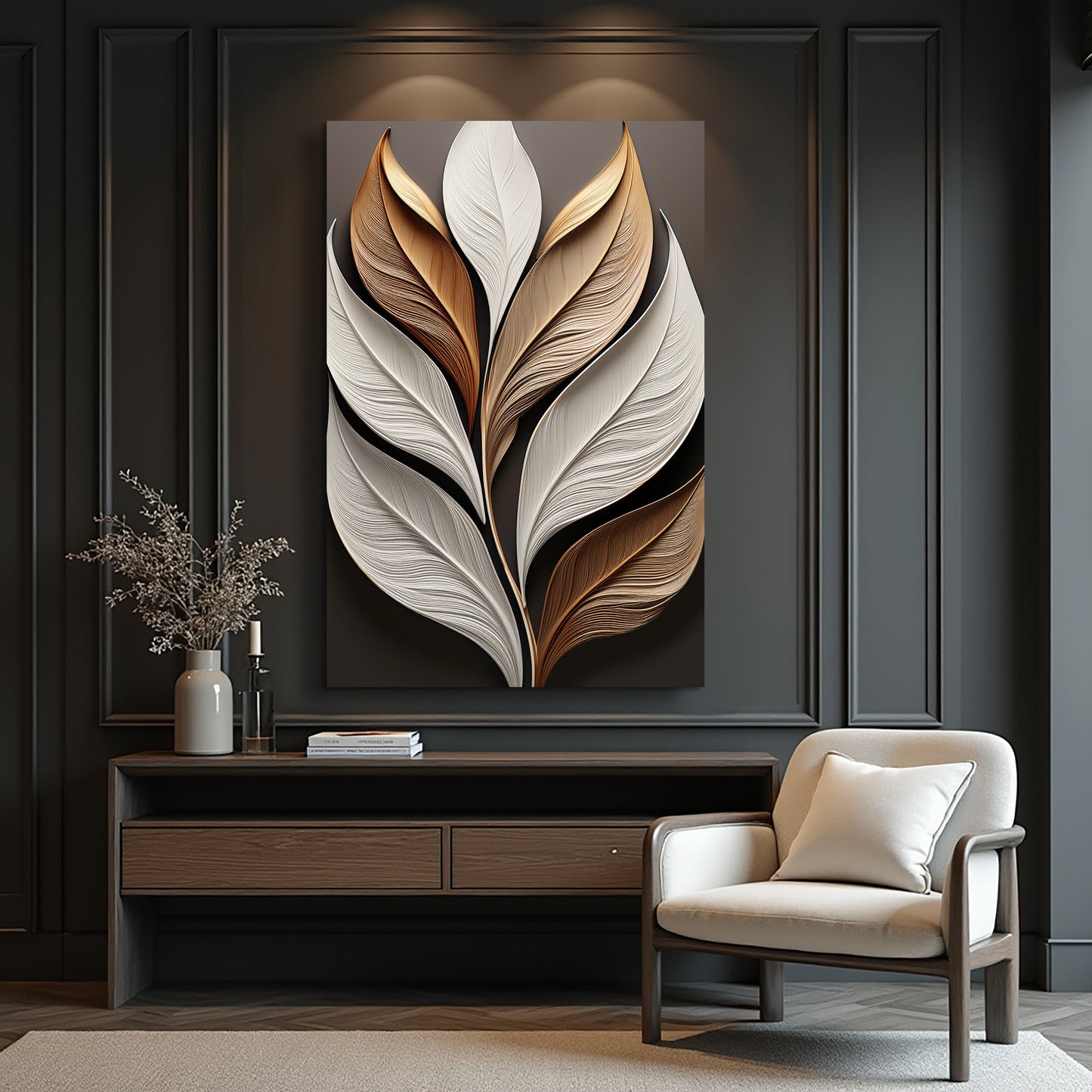 Elegant 3D Textured Leaf Wall Art