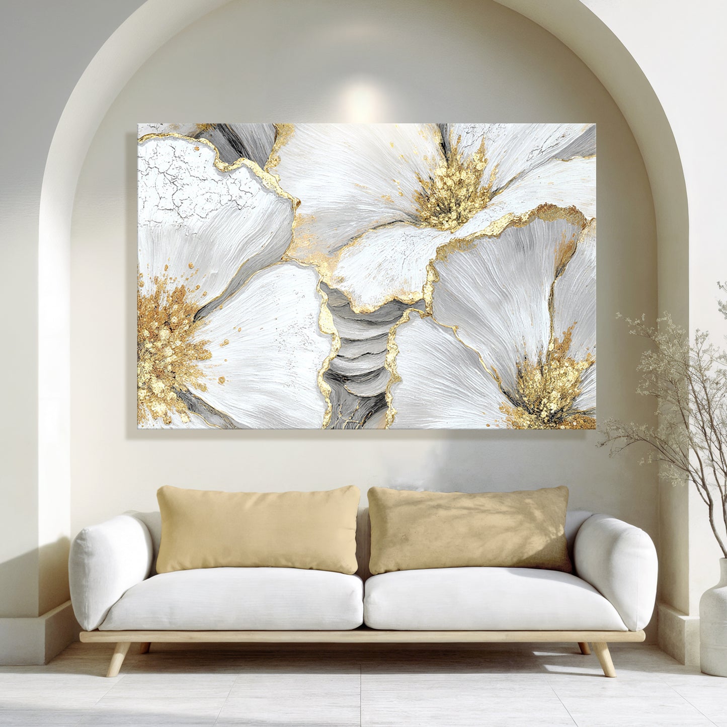 Golden Bloom Abstract Wall Art
