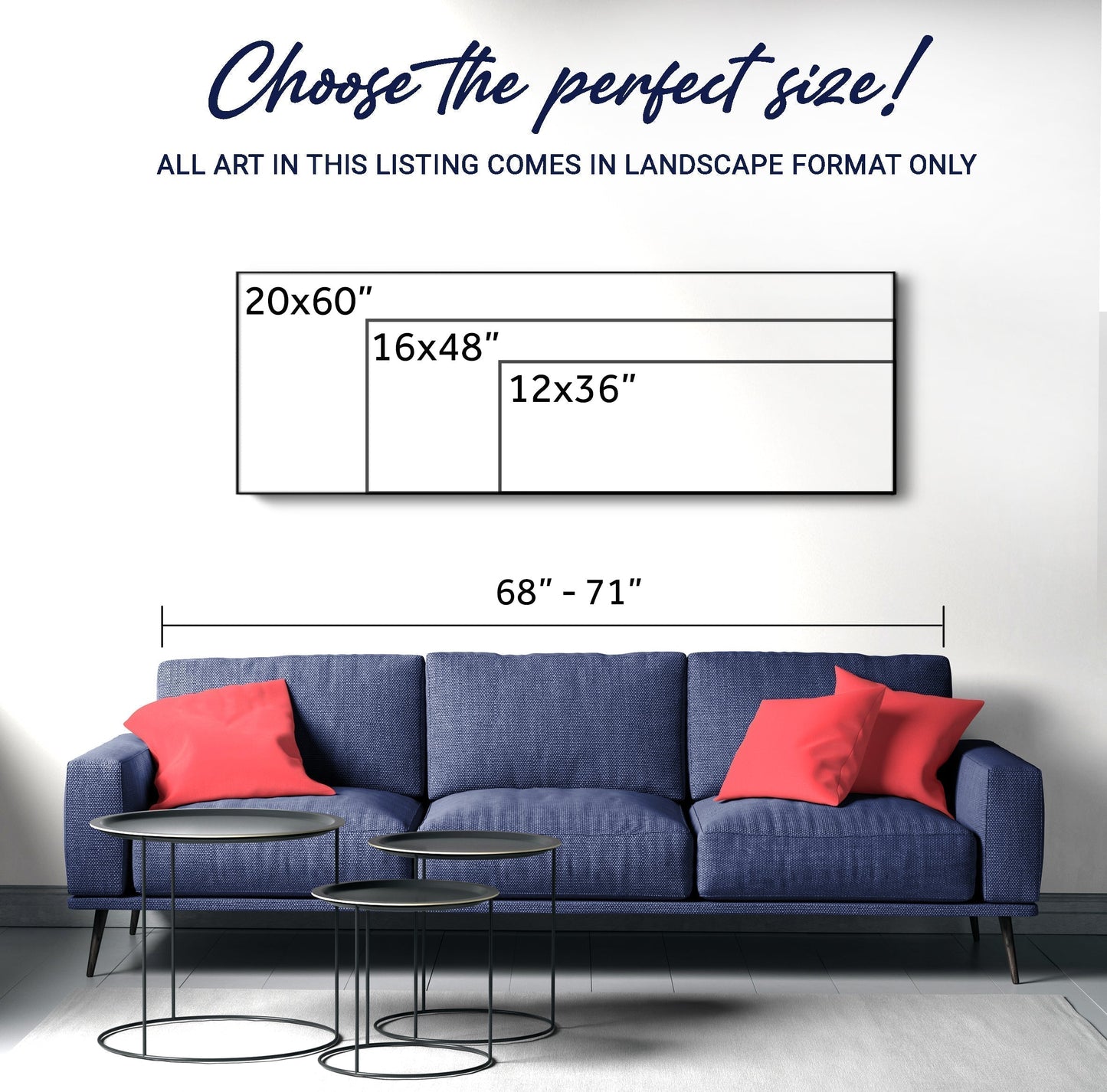 Gather Wall Art Sign Size Chart - Image by Tailored Canvases