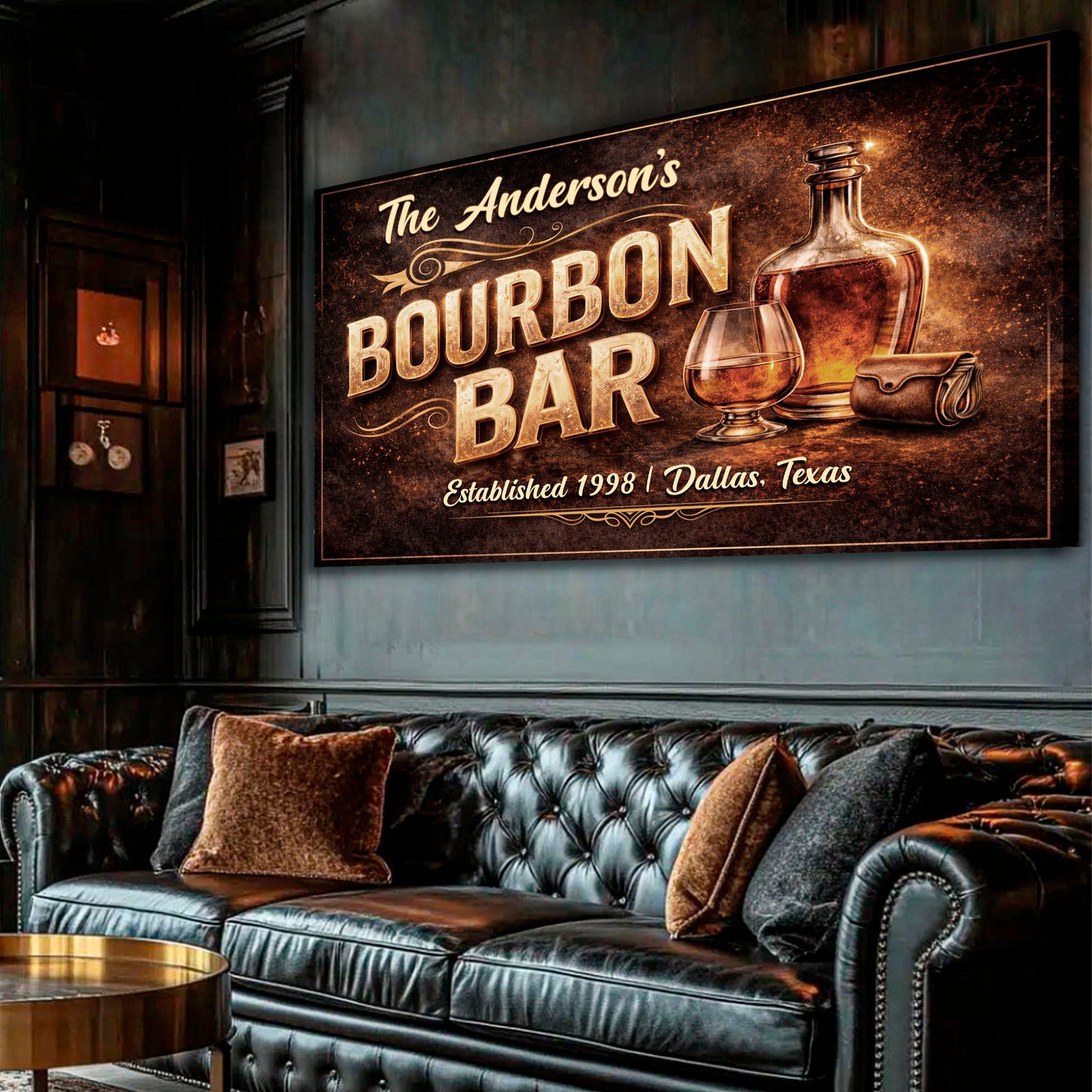 Personalized Bourbon Bar Wall Sign