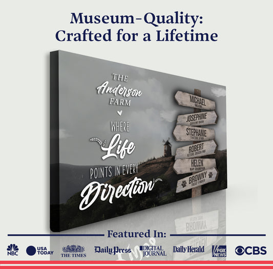 Family Name Sign | Personalized Farmhouse Road Sign | Names Canvas Wall Decor | Farm Sign Wall Decor | House Warming Gift | Custom Name Sign (ETSY)