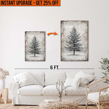 Upgrade Your 24x16 Inches 'Vintage Christmas Tree Wall Art II' Canvas To 36x24 Inches