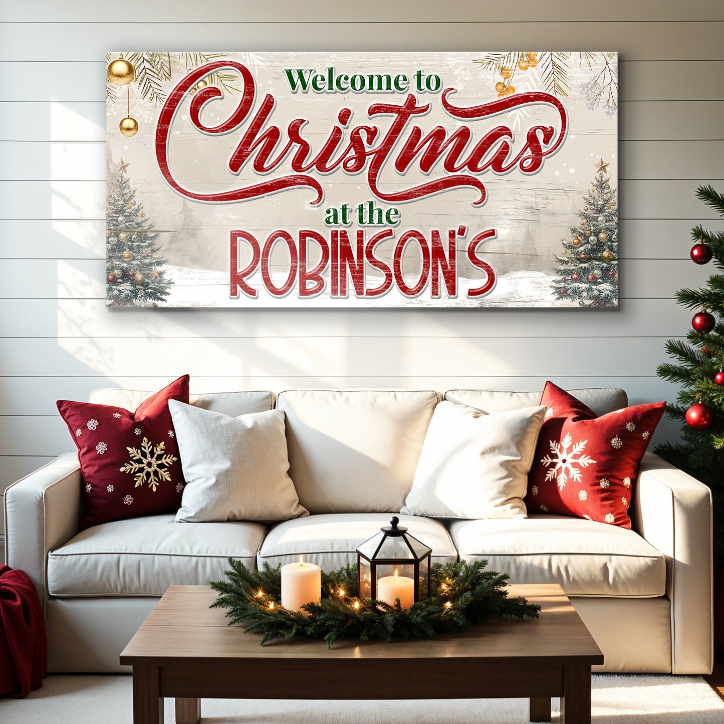Custom Family Christmas Tree Wall Sign