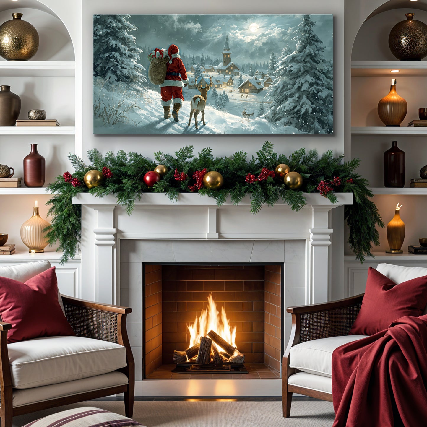 Starry Landscape Christmas Eve Wall Art