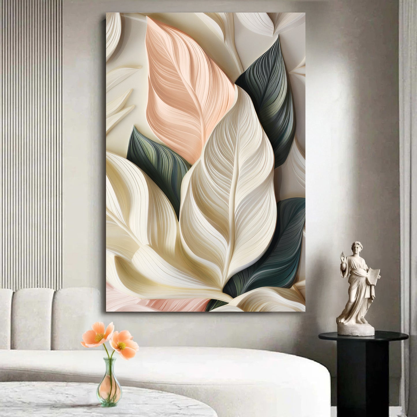 Elegant 3D Pastel Leaf Wall Art