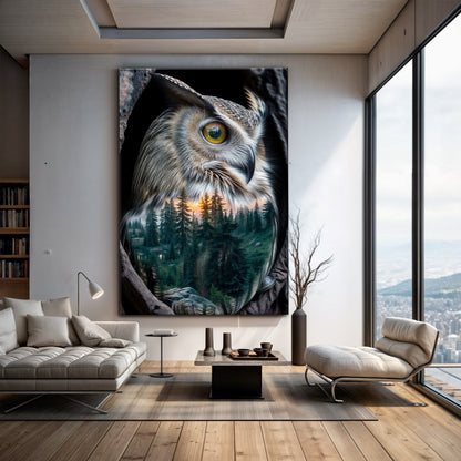 Owl Double Exposure Wall Art